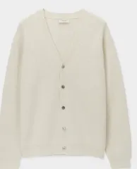 ルマード ウール セミオーバー 斜めボーダー カーディガン - サンド