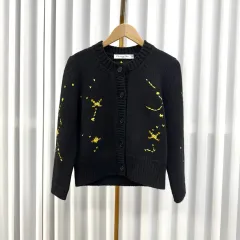 未使用級　ディオール　ガリアーノ　カーディガン　ロゴ刺繍　カシミヤ　シルク　S 未使用級 ディオール ガリアーノ カーディガン ロゴ刺繍 カシミヤ