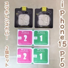 l272【新品・未使用品】 iPhone15 Pro レンズカバー 2個セット 透明 硬度9H クリーナー付き レンズ保護 保護フイルム 強化ガラス 傷防止 飛散防止 落下防止 汚れ防止 撥水 撥油 指紋防止 貼付簡単 ガラスフィルム 背面カメラフィルム