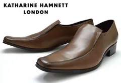 キャサリンハムネット 3992 KATHARINE HAMNETT ビジネスシューズ レザーシューズ スリッポンシューズ ロングノーズ スワローモカ スワールモカ 革靴 天然皮革 牛革 通勤 仕事履き 履きやすい メンズ 紳士 靴 ダークブラウン 濃茶色のサムネイル