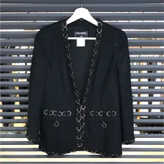 美品✨シャネル レザーノーカラージャケット カーフスキン 36サイズ ブルー 美品✨シャネル レザーノーカラージャケット カーフスキン 36サイズ ブルー