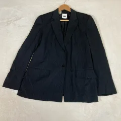 【DKNY】テーラード　ジャケット 黒　ブラック ８　ダナキャラン　ウール レーヨン　ストライプ 裏地 フォーマル　セミフォーマル　七五三