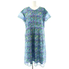 【中古】ホコモモラ JOCOMOMOLA 25SS Verde esmeralda リネンプリントワンピース ロング 半袖 40 ブルー グリーン ホコモモラ JOCOMOMOLA 25SS Verde esmeralda リネンプリント