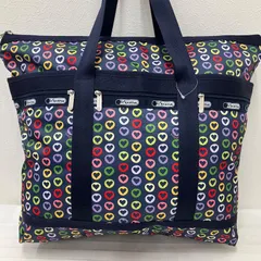 6430　LeSportsac　レスポートサック　 ボストンバッグ　肩掛け　ハート　 総柄　ネイビー系　紺　ナイロン　 軽量　旅行　大容量　レディース
