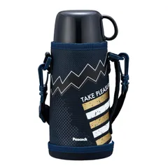 【新品】ピーコック魔法瓶 0.75～0.8L 水筒 ステンレスボトル 2WAYタイプ ASG-W82AKB ブラックネイビー コップ 直飲み 2WAY 丸洗いOK