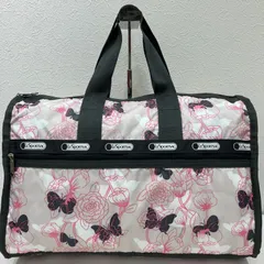 6468　LeSportsac　レスポートサック　 ボストンバッグ　手持ちバッグ　 ミディアムウィークエンダー　 花柄　ベージュ　チャコール　ピンク　 ナイロン　軽量　旅行　大容量　 レディース