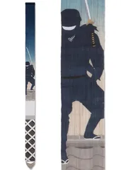 294 京都洛柿庵 のれん Tsj-019 細タペ「忍頭巾」麻 100%  タペストリー 細タペストリー 掛け軸 インテリア 和モダン 和風