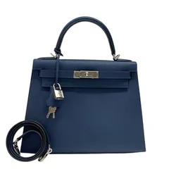 エルメス HERMES ケリー28 外縫い B刻 ブルーネイビー シルバー金具 エプソン レディース ハンドバッグ ショルダーバッグ