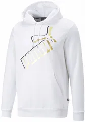 プーマ PUMA ESS+ ビッグロゴ フォイル フーディー スウェット メンズ パーカー アウター 裏起毛 トレーニング フィットネス スポーツ 秋 冬 男性  672483 02 PUMAWHITE