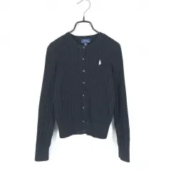 POLO RALPH LAUREN (ポロラルフローレン) キッズ ケーブルニットカーディガン ブラックL (12-14) (HU41501)