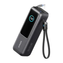 Anker Power Bank 25000mAh, Built-In & 巻取り式USB-Cケーブル ブラック