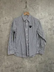 PLAY COMME des GARCONS プレイ コムデギャルソン 長袖 ストライプ柄 シャツ sizeS/白ｘ紺 ◇■◎メンズ