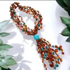 ヴィンテージ 琥珀 ターコイズ ネックレス
