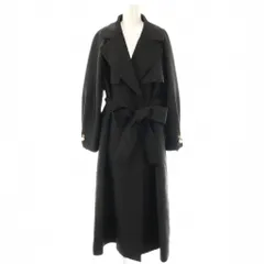 【中古】ルルウィルビー Loulou Willoughby 袖パールモチーフロングコート スプリングコート 2 ブラック レディース ルルウィルビー Loulou Willoughby 袖パールモチーフロングコート