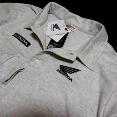 ★ホンダ HONDA 新品 メンズ カジュアル ロゴ刺繍 スウェット ポロシャツ トレーナー 灰 Lサイズ [Q530035NT-GRY-L] 一 三 弐★QWER