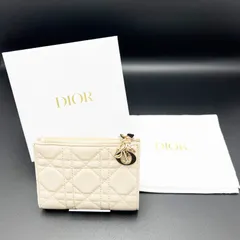 【ほぼ未使用】Christian Dior クリスチャンディオール レディディオール カナージュ ダリア Dahlia ウォレット ホワイト