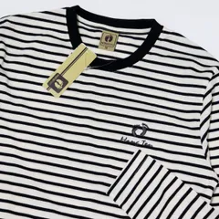 ★ハンテン HANGTEN 新品 メンズ 刺繍ロゴ カジュアル ボーダー 長袖 シャツ トップス Lサイズ [SO529-NE3-L] 一 三 弐★QWER★