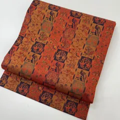 未使用美品 名古屋帯 全通柄 更紗花間道 軽やか 明るい色彩 パステル調 正絹名古屋帯【手描き友禅／花更紗】 - サキガケ