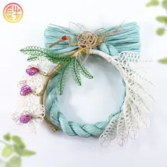 正月飾り おしゃれ 水引 リース しめ縄 注連縄 しめ飾り お正月飾り 玄関 モダン 長生堂オリジナル 鶴胡蝶蘭（ブルー） フック付き 迎春 お正月飾り 干支 十二支 門松 .リース.