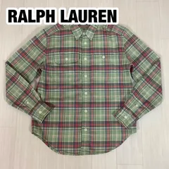 RALPH LAUREN ラルフローレン 長袖 ウエスタンネルシャツ サイズ2 マドラスチェック グリーン レディース 着丈56.5cm 肩幅41cm 身幅(脇下)49cm 袖丈58cm【古着】
