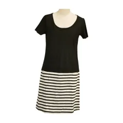 トゥービー バイ アニエスベー To b. by agnes b. ワンピース ロング丈 ボーダー カットソー 日本製 ブラック レディース F-S4604