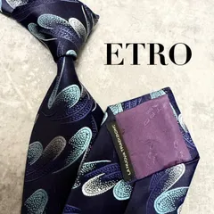 【✨美品✨】ETRO エトロ ネクタイ ネイビー 波形模様 シルク イタリア製