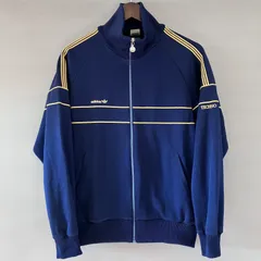 70〜80's adidas アディダス ヴィンテージ トラックジャケット ジャージ 西ドイツ デサント製 トレフォイル ネイビー ゴールド 紺 金 メンズ Lサイズ