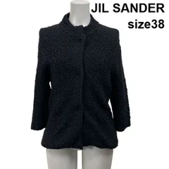 ◆ ジルサンダー JIL SANDER ニットジャケット リンクルテクスチャー 長袖 スタンドカラー 黒 ウール混 38 M 9号 レディース S5X466のサムネイル
