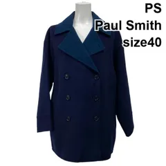 ◆ ピーエスポールスミス PS Paul Smith ウールリバーコート Pコート ダブルブレスト 長袖 ネイビー 毛混 40 L 11号 レディース S5X449のサムネイル
