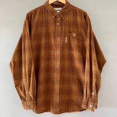 00's Columbia コロンビア コーデュロイチェックシャツ アルミボタン ロングスリーブシャツ 長袖 L/S 茶 ブラウン メンズ XLサイズ