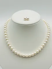 アコヤ パール ネックレス＆ピアス SET 真珠 7.0～7.0mm ピアス 7.5mm AKOYA PEARL