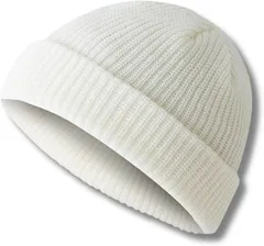 Capprecier ニット帽 メンズ レディース 防寒 ワッチキャップ ビーニー 無地 伸縮性 おしゃれ シンプル 軽量 通勤 通学 アウトドア (ホワイト,  59.0 cm)