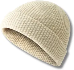Capprecier ニット帽 メンズ レディース 防寒 ワッチキャップ ビーニー 無地 伸縮性 おしゃれ シンプル 軽量 通勤 通学 アウトドア (ベージュ,  59.0 cm)