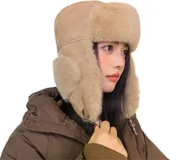 Capprecier フライトキャップ 耳当て付き 防寒帽子 パイロットキャップ 男女兼用 冬用 ロシア帽子 自転車 スキー 登山 通勤 通学 アウトドア 防風 暖かい (カーキ,  60.0 cm)
