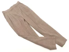 GLOBAL WORK グローバルワーク グレンチェック タック テーパード パンツ sizeS/茶 ◇■ レディース