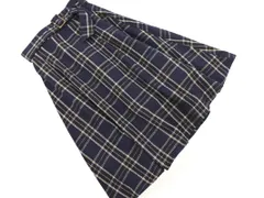 earth music&ecology アースミュージック＆エコロジー チェック ウエストベルト付き Aライン 台形 スカート sizeF/紺 ◇■ レディース