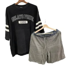 186005 現状品 gelato pique ジェラートピケ 半袖（L）半ズボン（M）　セットアップ ブラック メンズ