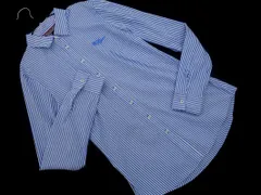 TOMMY HILFIGER トミーヒルフィガー ロゴ刺繍 ストライプ シャツ size4/白ｘ青 ■◇ レディース