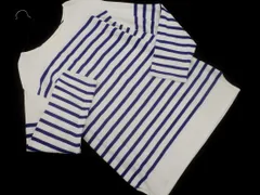 6 ROKU ビューティー＆ユース ユナイテッドアローズ ボーダー オーバーサイズ カットソー 白ｘ青 ◇■ レディース