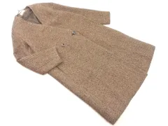 PLST プラステ ウール混 ノーカラー コート sizeS/茶 ◇■ レディース