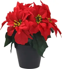 【新登場】ポインセチア 鉢植え クリスマス装飾 造花 観葉植物 本物のような質感 レッド デコレーション 卓上 インテリア ギフト 誕生日 結婚祝い お歳暮 クリスマスプレゼント