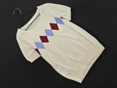 KUMIKYOKU 組曲 ウール混 アーガイル ニット セーター size2/アイボリーｘ赤ｘ水色 ◇■ レディース