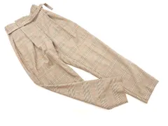ZARA basic ザラ ベーシック チェック ベルト付き テーパード パンツ sizeXS/ダークブラウン ◇■ レディース