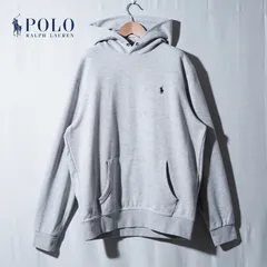 上質仕上げ ポロラルフローレン POLO RALPH LAUREN パーカー L グレー ロゴ刺繍 ワンポイント 同素材裏地 ユニセックス ストリート アメカジ Y2K 古着 E162