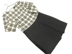 UNTITLED アンタイトル ウール混 チェック ドッキング ワンピース size3/黒ｘ白 ◇■ レディース
