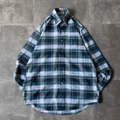 80s L.L.Bean チェック BDシャツ 長袖 L相当 ネイビー A231