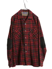 【お得なクーポン配布中!】 50s USA製 ★ ペンドルトン チェック オープンカラー ウール シャツ メンズ L ヴィンテージ 開襟 ループ留め ボックス ボード マルチカラー