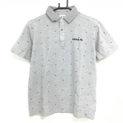 アディダス 半袖ポロシャツ グレー×ネイビー 数字総柄  メンズ (M) ゴルフウェア adidas