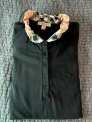 最後のバーバリー ブラック チェック カラ 麻 長袖 XL