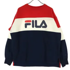 FILA フィラ 裏起毛 ロゴプリント 長袖 トレーナー M ネイビー レディース 古着